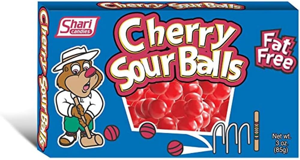 Cherry Sour Balls Candy 85g/3oz., Theater Box, {Imported from Canada}