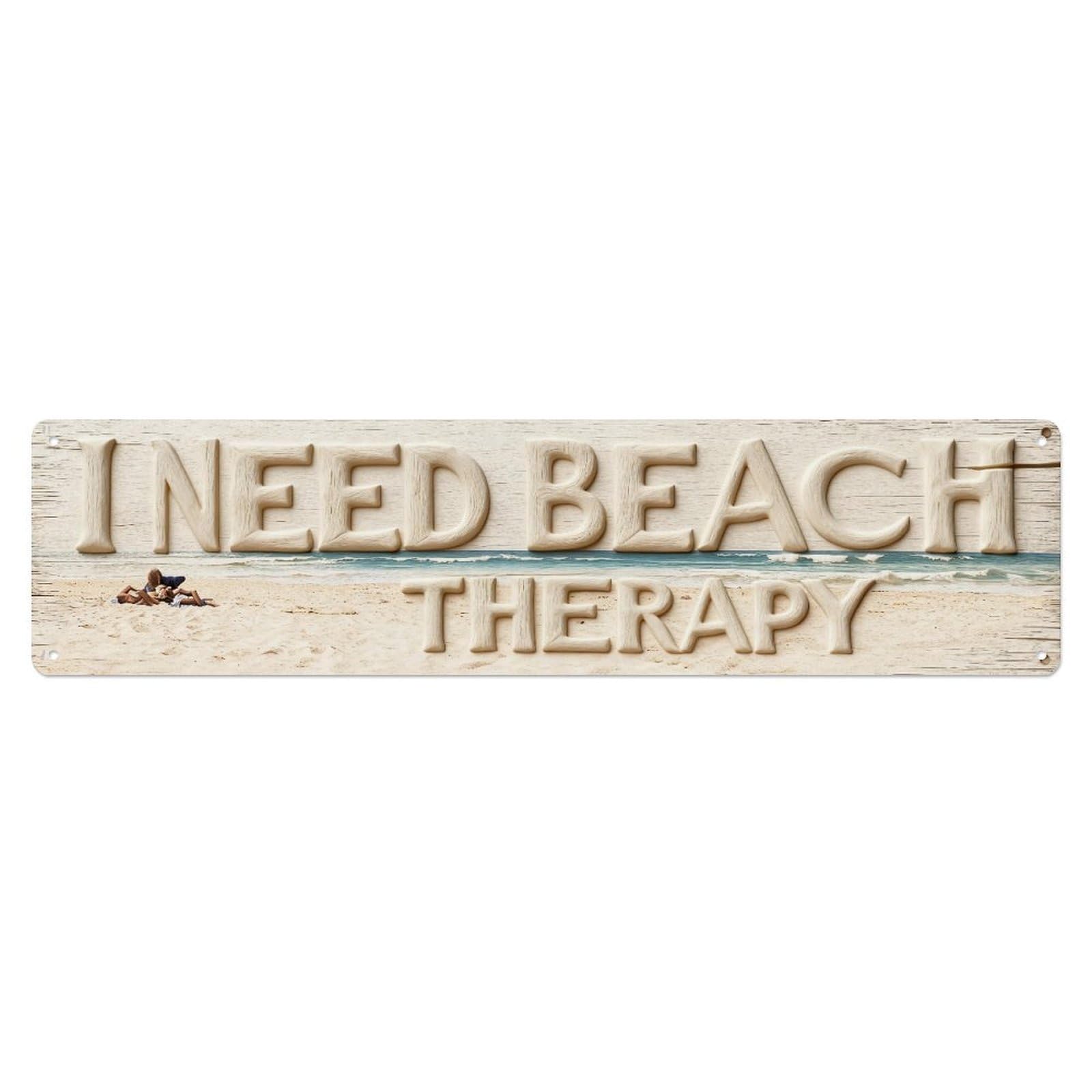 Iageret Vintage Beach Therapy Sign Pattern Print Metal Tin Sign Retro Wall Decor, Bar Garage Cafe Kitchen Home Wall Art Poster Decoration 4X16inches
