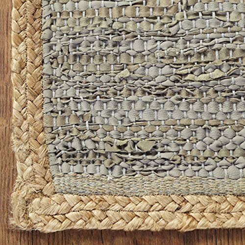 Superior Hand-Woven Kerani Leather, Cotton, And Jute Area Rug, 5' X 8', Oatmeal #TOP2
