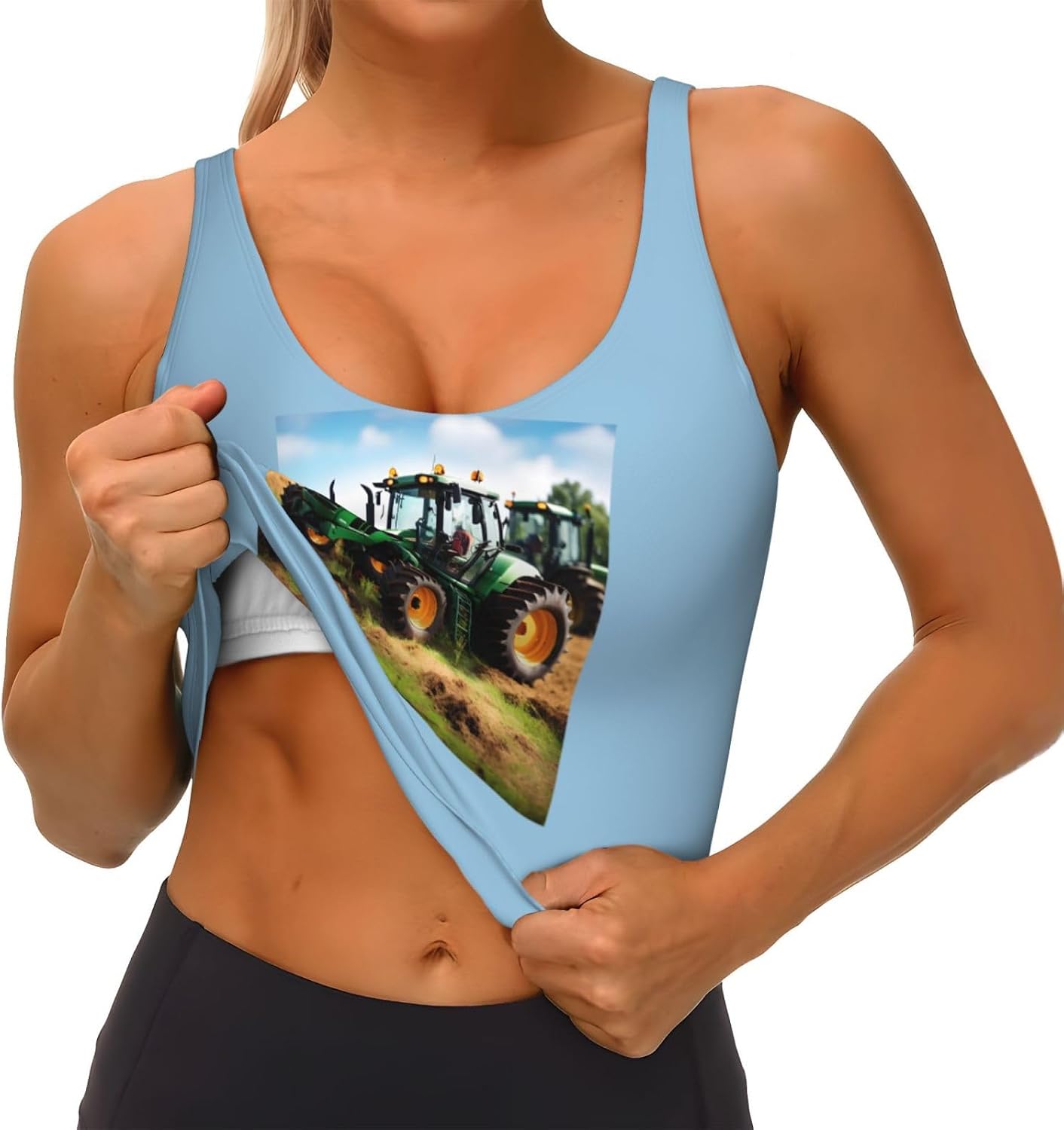 Company Farm Tractor Print Women's Sports Vest Breathable for Yoga Running Gym Athletic Casual Sleeveless Top
