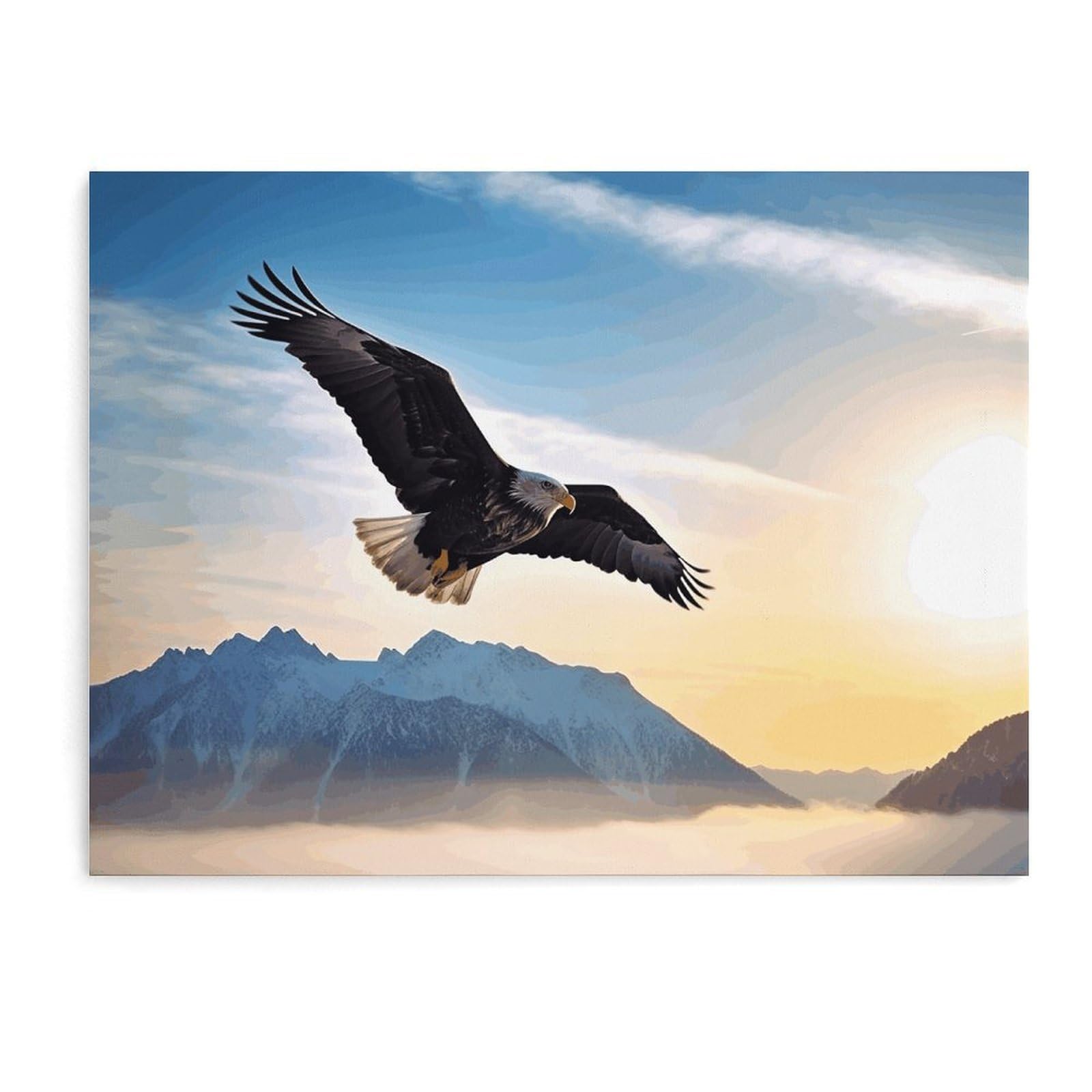 Fodpand Unframe-Style Eagle Mountains Bathroom Wall Art Canvas Prints, Artwork For Walls For Living Room Hallway Stair Office Wall Decor, Pictures Home Decor 15.7X11.8 Inch