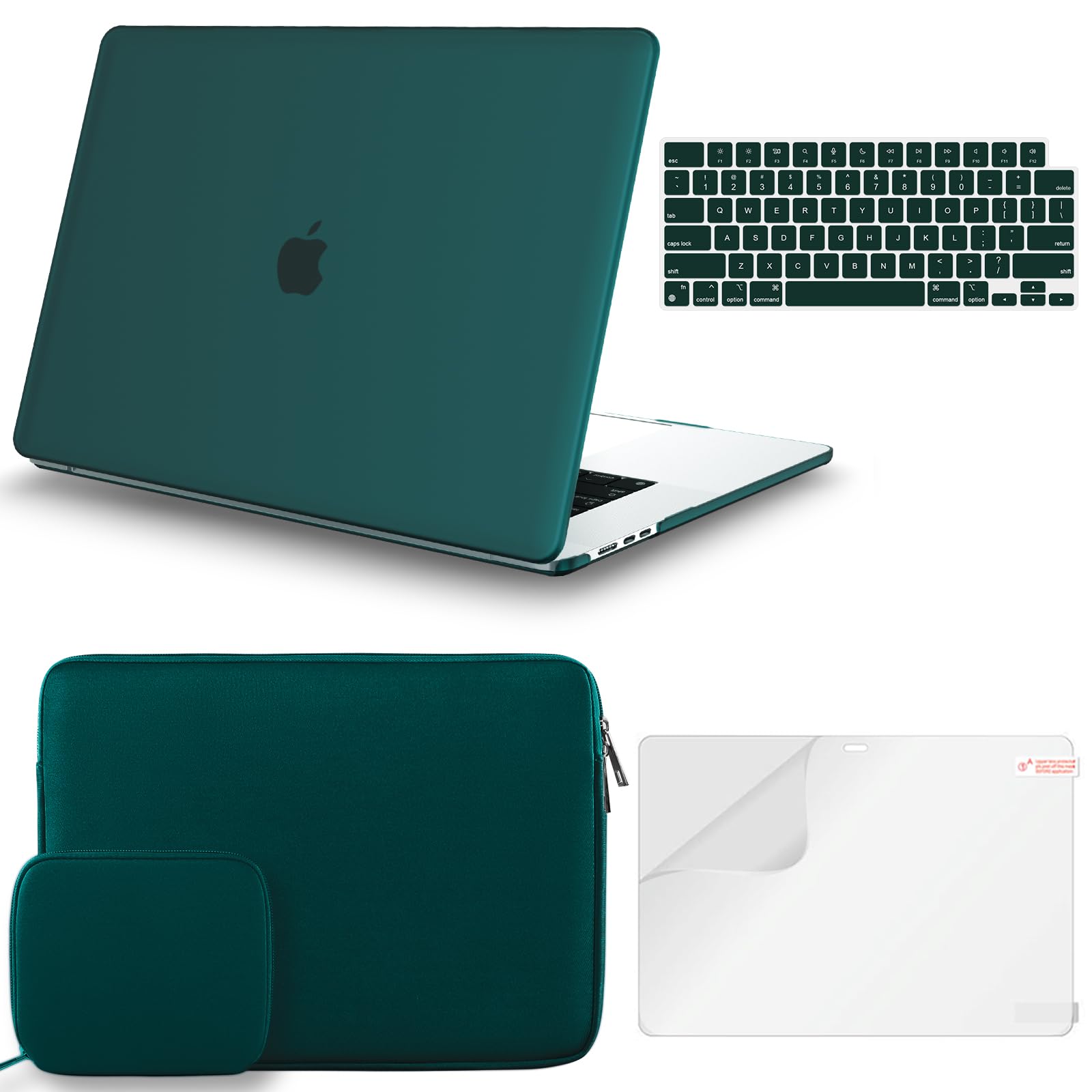 ICasso For MacBook Air 15 Inch Case 2025 2024 2023 Release M4 A3241 M3 A3114 M2 A2941, Hard Shell Case &Carrying Laptop Sleeve Bag&Screen Protector&Keyboard Cover For Mac Air 15.3'', Black