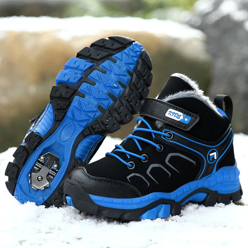 Winter High-Top Snow Boots for Kids with Warm Fleece-Lined, Waterproof Upper,Adjustable Fit for Running, Jumping, Playing4