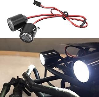 Aluminum Alloy RC Searchlight Stable Voltage Module 3W RC Searchlight with 3W Large Power LED Light for RC Car Model (black)