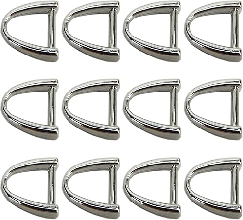 lasenersm 24 anillos de metal en D con hebilla de herradura en forma de herradura, anillo en D en forma de D, aro de metal en forma de D para