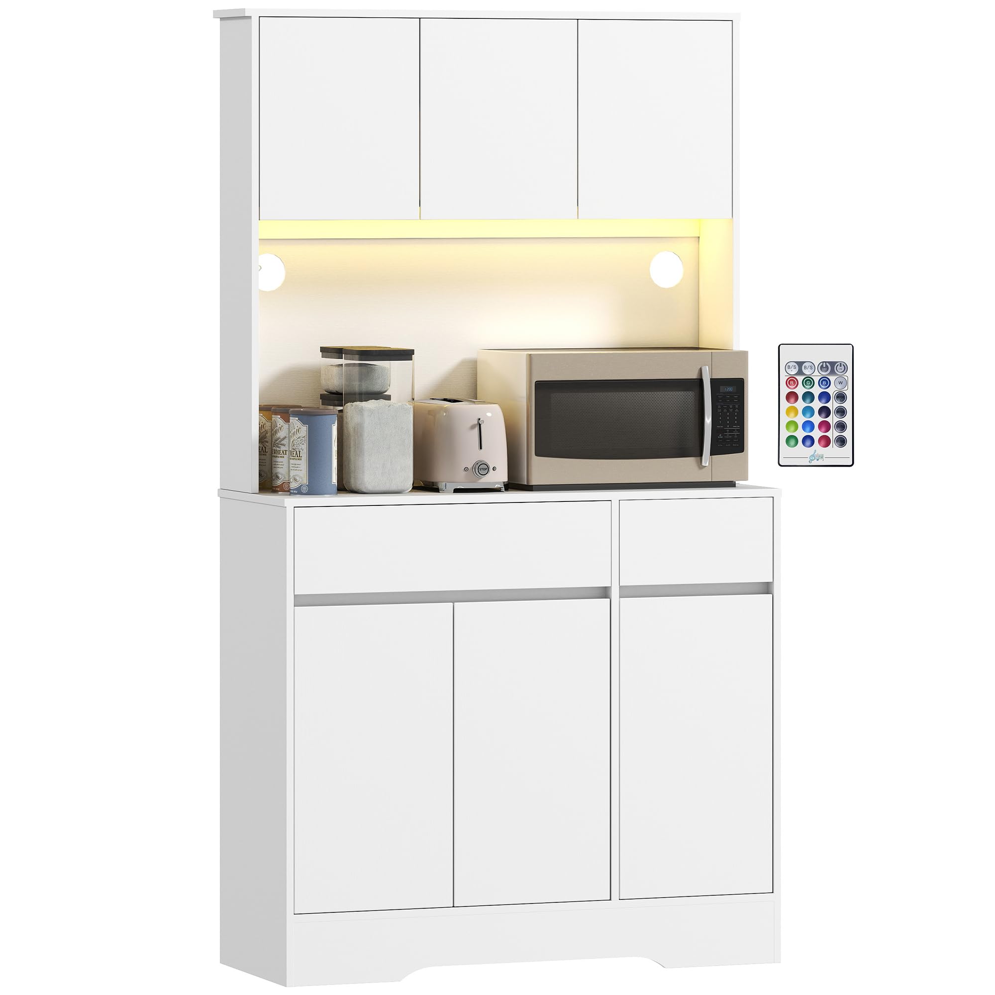 HOMCOM Buffet da cucina con luce LED RGB 100x38x180cm Bianco