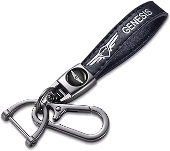 Amazon.com: Black Genuine Leather Car Keychain is Compatible with ...