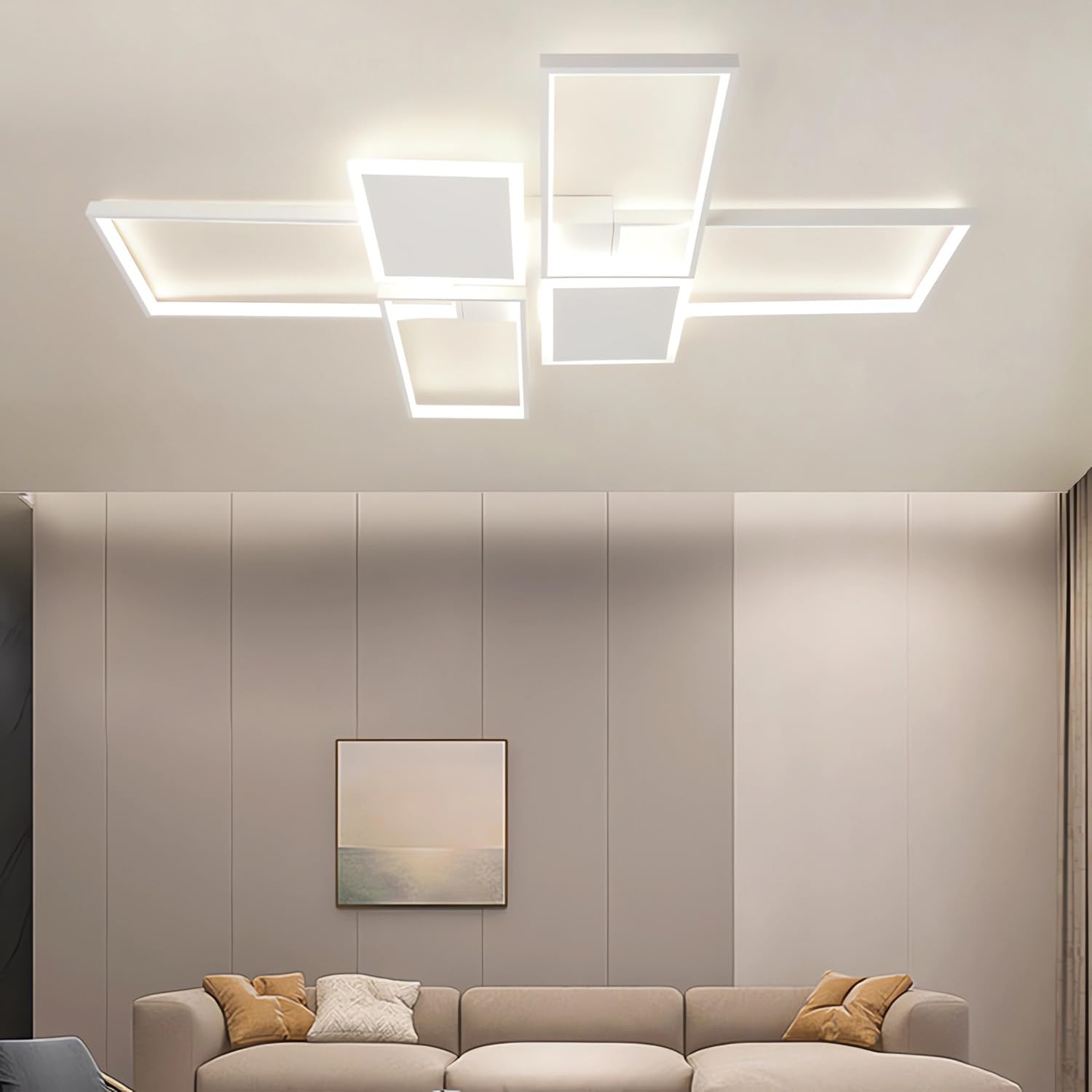 Oświetlenie sufitowe LED 125w Nowoczesna lampa sufitowa 3000k-6000k Ściemnialna lampa sufitowa Kwadratowa oprawa podtynkowa z pilotem Oświetlenie wewnętrzne do salonu Sypialnia Kuchnia
