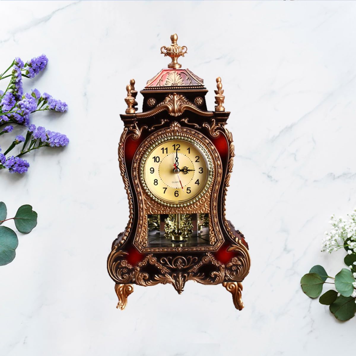 Reloj de mesa europeo con campana musical para decorar salones elegantes y oficinas clásicas
