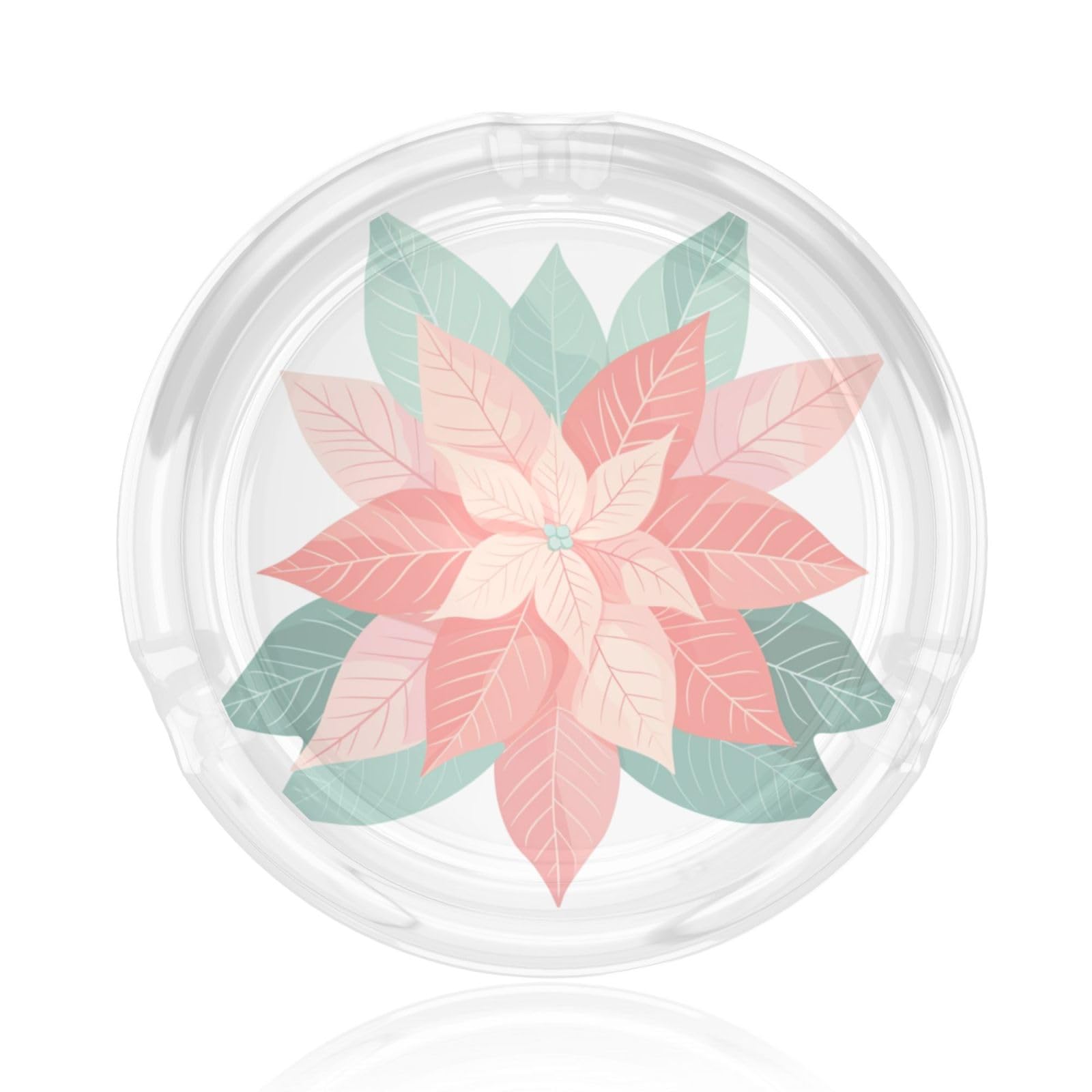 Poinsettia Flower Pink Christmas Boho Glass Ashtray For Cigarettes Ash Trays Case For Home Office Decor