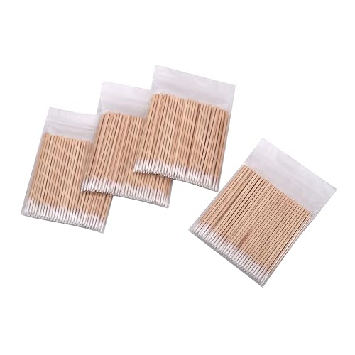 Miniatura 7 de 1200 Uds. Uñas de madera de algodón hisopo de limpieza de 2.8 in Microbrush pestañas Sticks Tip Ear Toothpick Maquillaje Palillos de cejas Pegamento