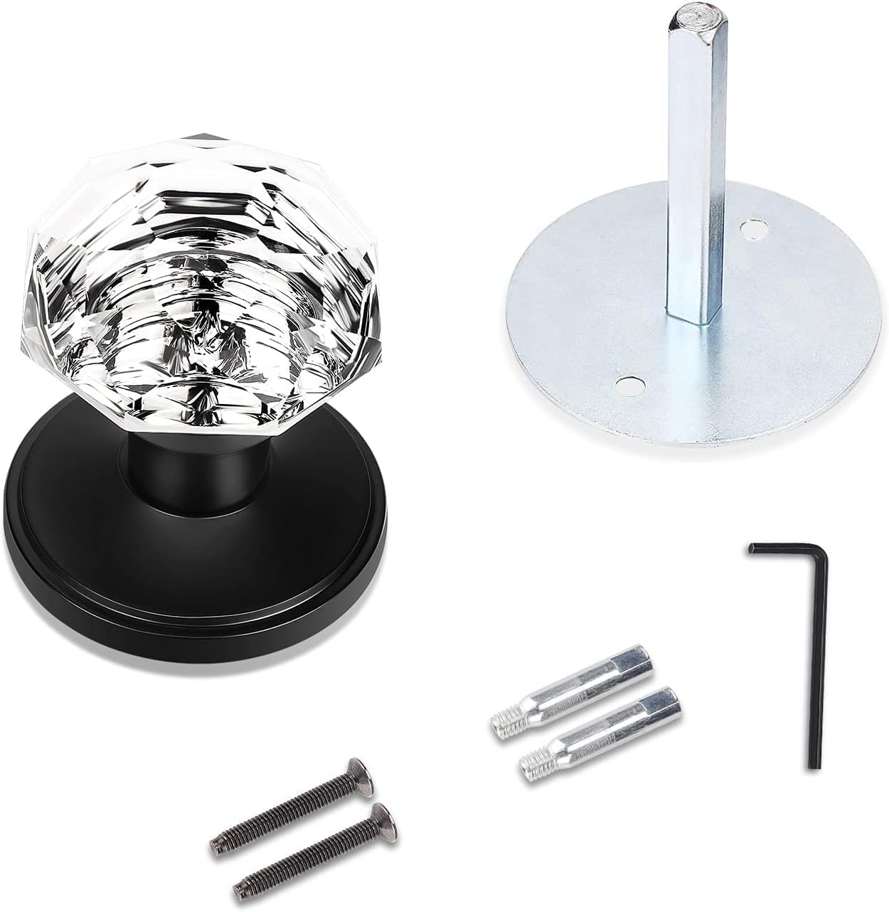 Gobrico 2 Pack Oil Rubbed Bronze Dummy Door Knobs Crystal Glass Door Knobs No Turning Inactive Interior Door Handles Octagon Shape