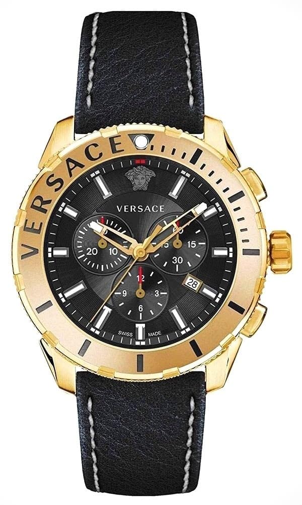 VersaceCasual Chrono Gold Tone Case Blue Leather Mens Watch VERG00418 (B0CGRTDNSN) Amazon Price History, Amazon Price Tracker