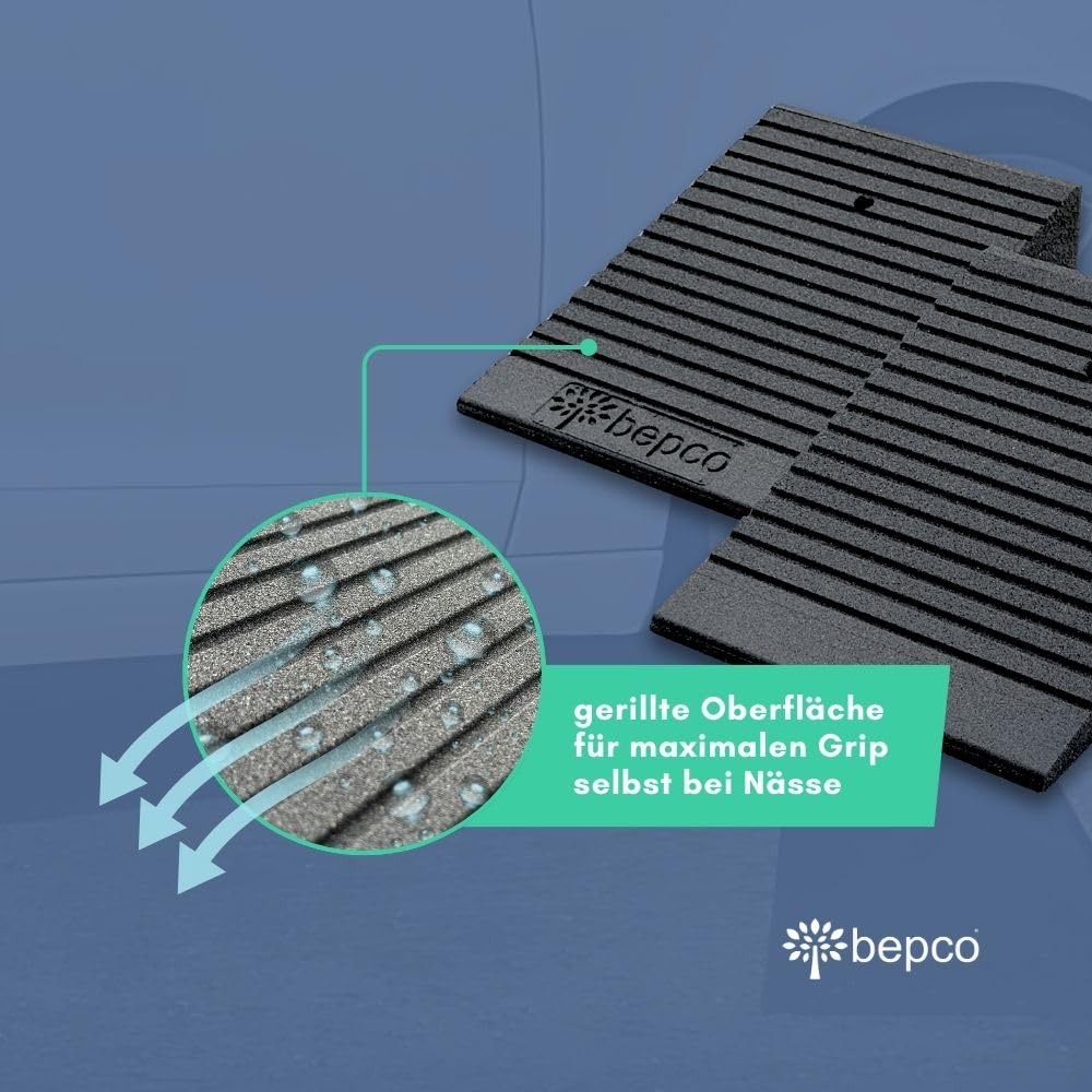 bepco Premium Fahrrad- & Scooter-Rampe 2er-Set - aus recycletem Gummi - Auffahrrampe, Türschwellenrampe mit eingelagerten Unterlegscheiben zum anschrauben (ohne Befestigung, 10 cm)