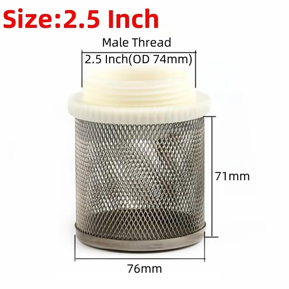 Filtro De Agua De Acero Inoxidable (1-10 Piezas) – Entrada Roscada De 1/2''-4'', Malla Inoxidable SS304 For Jardín, Riego, Acuario Y Accesorios De Pecera(5 Pieces,2.5 Inch)