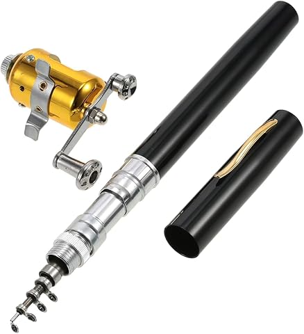Portable Telescopic Fishing Rod Pen with Mini Metal Reel, Lightweight and Easy to Carry - Full Fishing Rod Set for Trekking, Camping - River and Lake Fishing