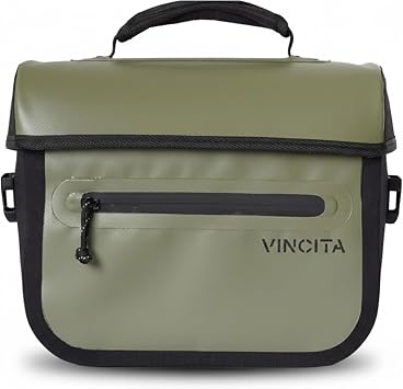 Vincita Cooper Front Bag for Brompton Bicycle Waterproof Camera Bag & Commuter Carrier Rider-Facing Magnetic Lid for One-Handed Access Fits Front Carrier Block Shoulder Strap Included -Green