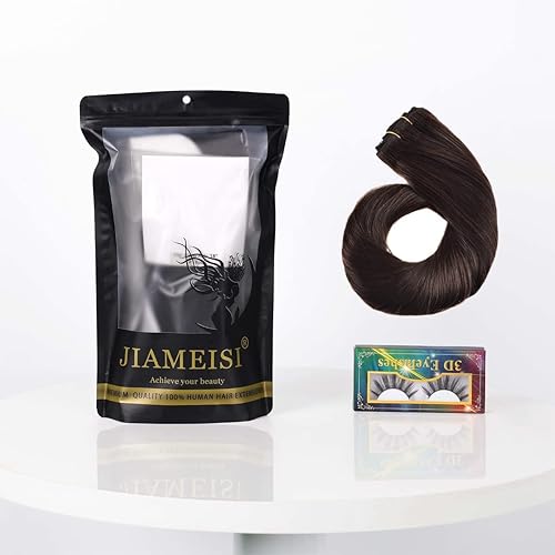 Miniatura 7 de Extensiones de cabello humano Remy real con clip, de 16 pulgadas, 2.47 oz (70 g), color marrón oscuro #2, 7 unidades, 16 clips, 7 unidades,