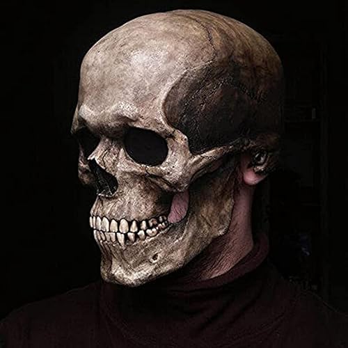 Miniatura 3 de Máscara de Halloween de miedo máscara rasgada de doble capa máscara de calavera de cabeza completa de Halloween con mandíbula móvil