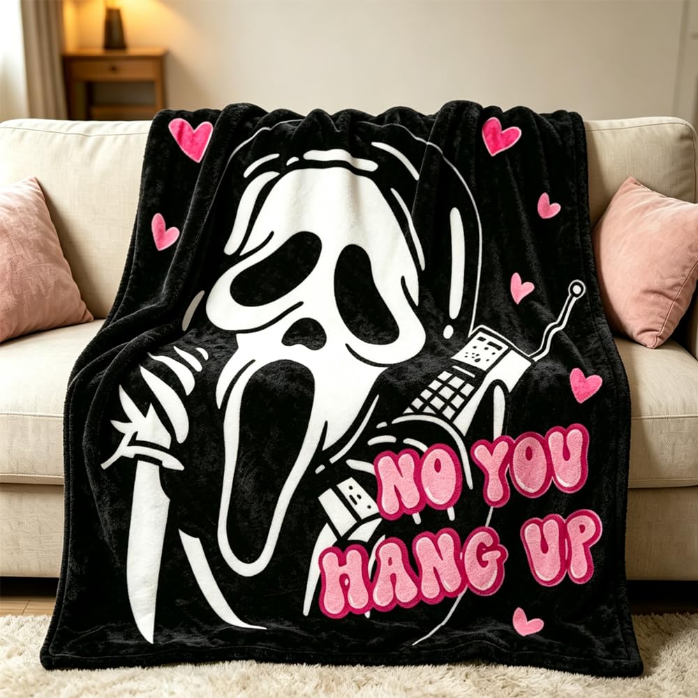 NKFBEV No You Hang Up Ghost Scary Face Blanket, 130x150cm Flannel Throw — image 1
