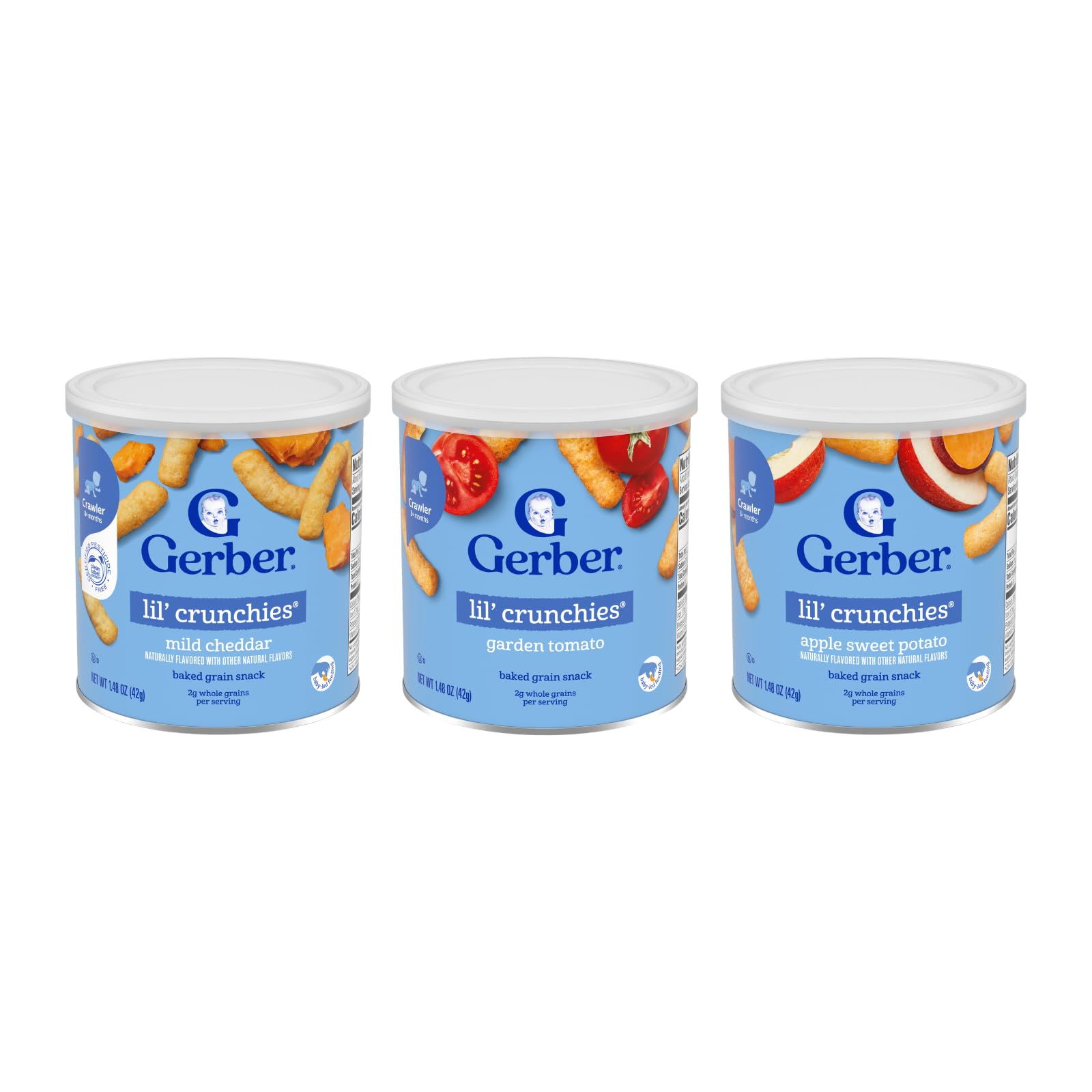 Lil Crunchies Variety Pack, 2 Garden Tomato, 2 Apple Sweet Potato, 2 Mild Cheddar, 1.48 OZ each (6 CT)