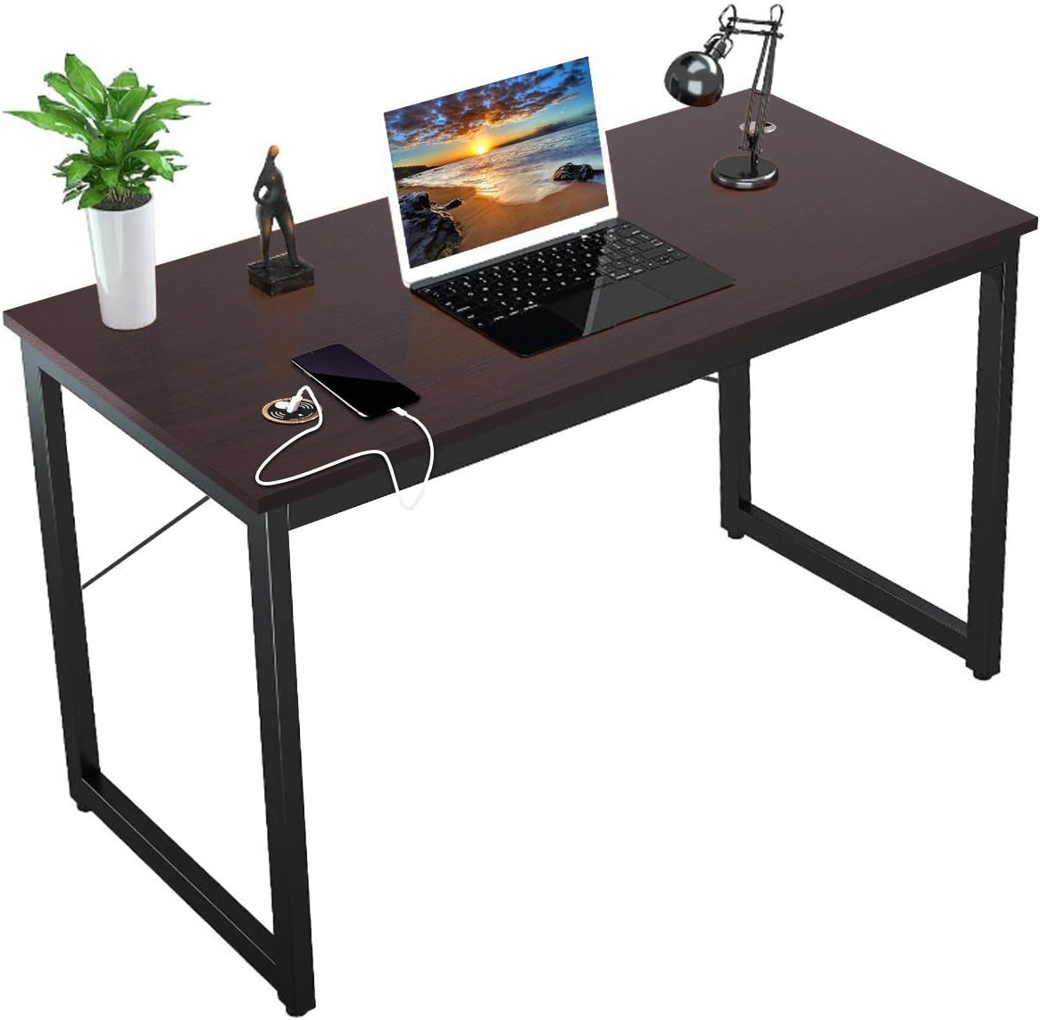 Computer Desk - CrazyLynX Corner Desk PC Workstation Table with Monitor Stand for PC Laptop, for Home Office, Wood & Metal (Black)