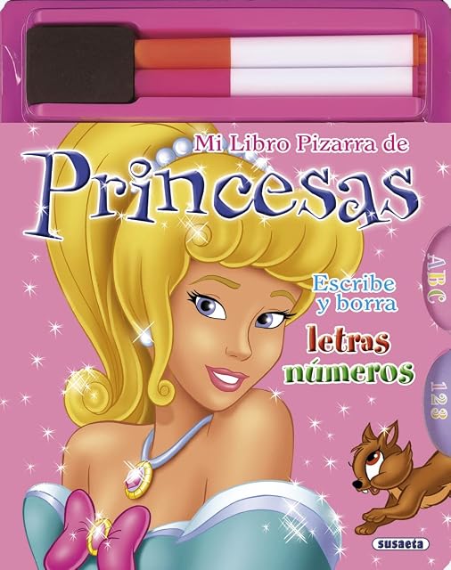 Portada de Mi Libro Pizarra de Princesas: Escribe y Borra Letras Numeros