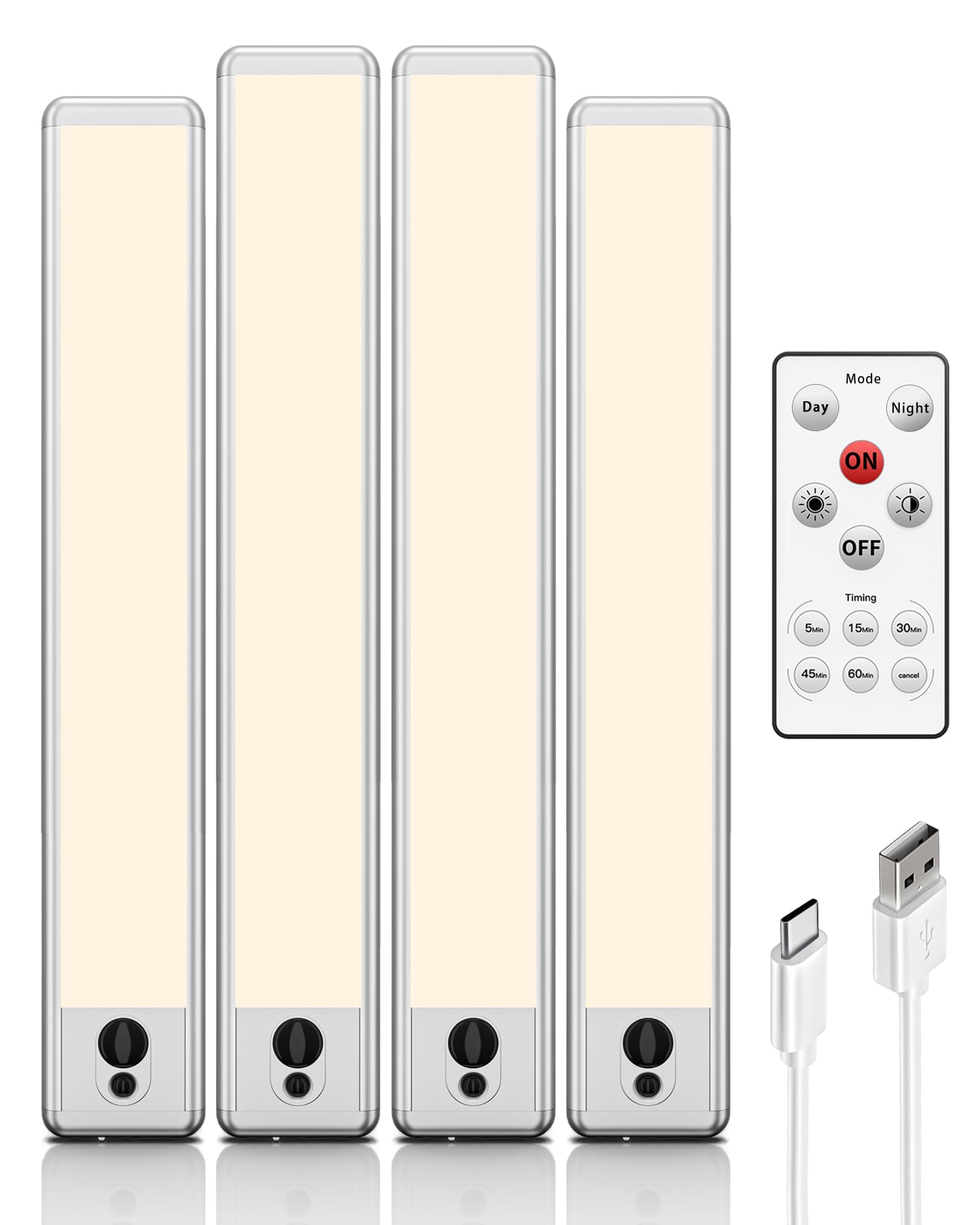 EZVALO Motion Sensor Lights installed under cabinets, detecting motion within a 120-degree wide angle and 10ft long range, with 20s auto-off feature.
