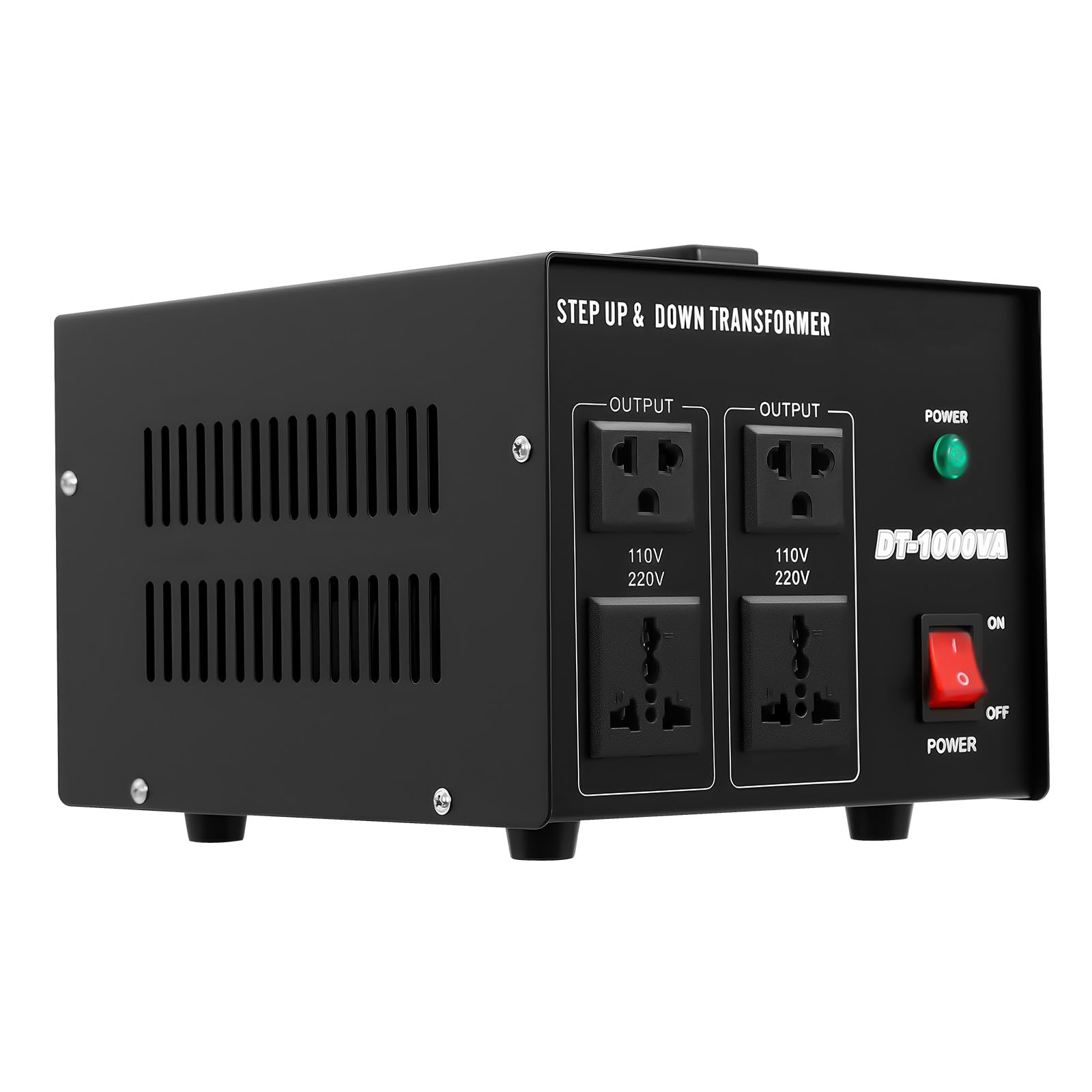 Trasformatore di tensione da 220 V a 110 V, 800 W, 1 KVA, protezione da sovraccarico, convertitore, 4 connettori di conversione, adatto per elettrodomestici