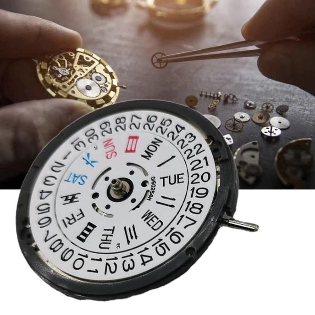 Movimiento mecánico automático de Alta precisión para Reloj - Reemplazo de Doble Calendario con Tres Agujas para el 7S36