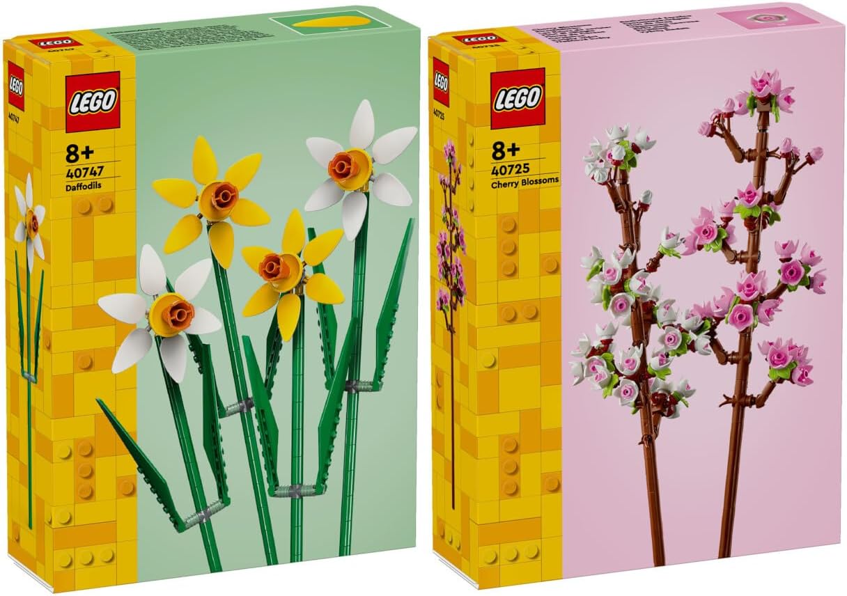 BRICKCOMPLETE Lego Set of 2: 40747 Daffodils & 40725 Cherry Blossoms