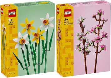BRICKCOMPLETE Lego Set of 2 40747 Daffodils & 40725 Cherry Blossoms