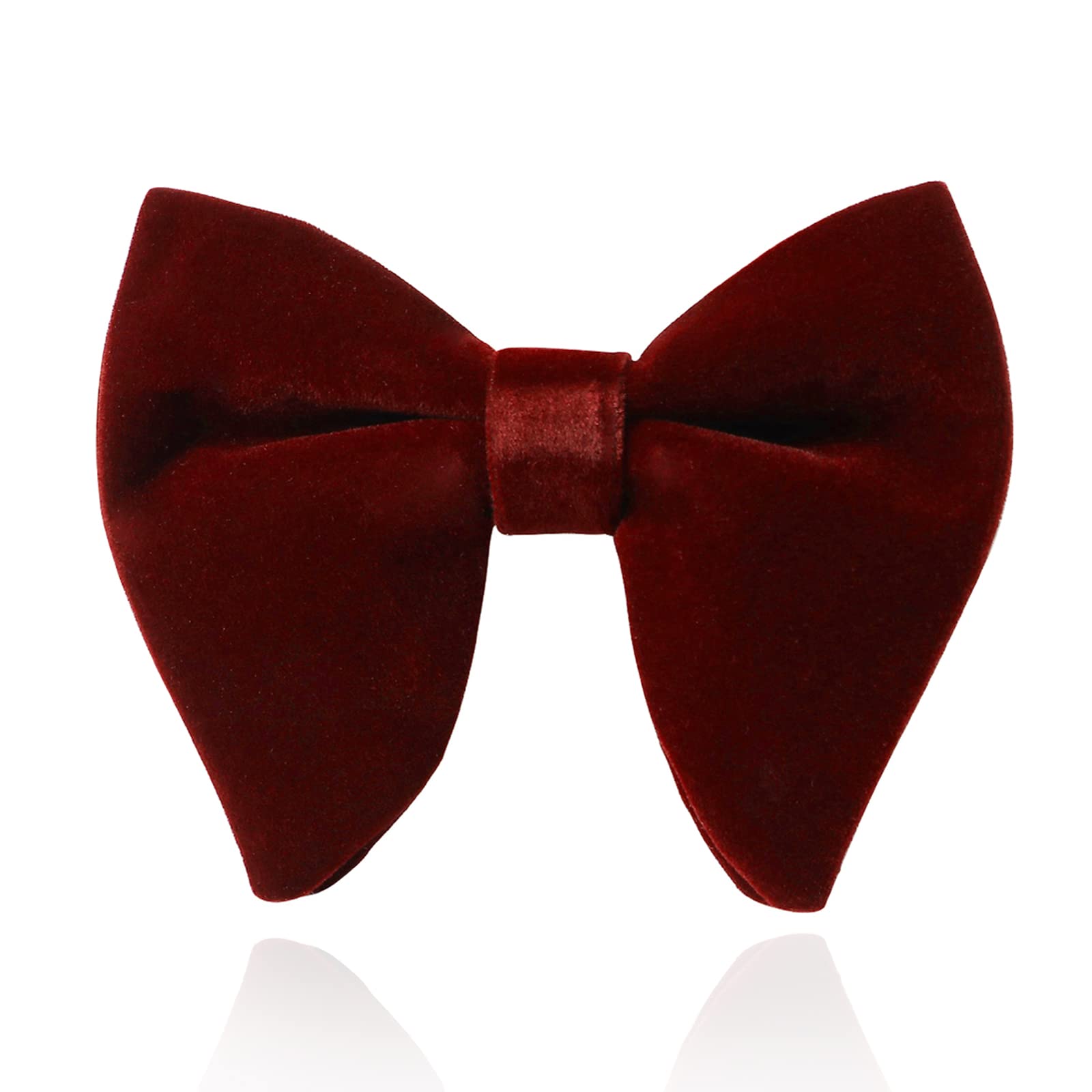 HOULIFEVelvet Bow Tie for Men – Adjustable Pre-tied Bowtie, Solid Colour Big Butterfly Bow Ties for Groom Wedding Party Formal