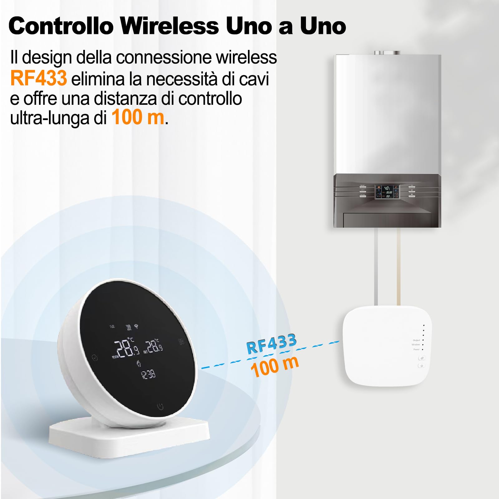 Termostato wifi per caldaia Per Tuya, Smart Cronotermostato da Parete Intelligente, controllo vocale Per Alexa, Termostato programmabile settimanale intelligente