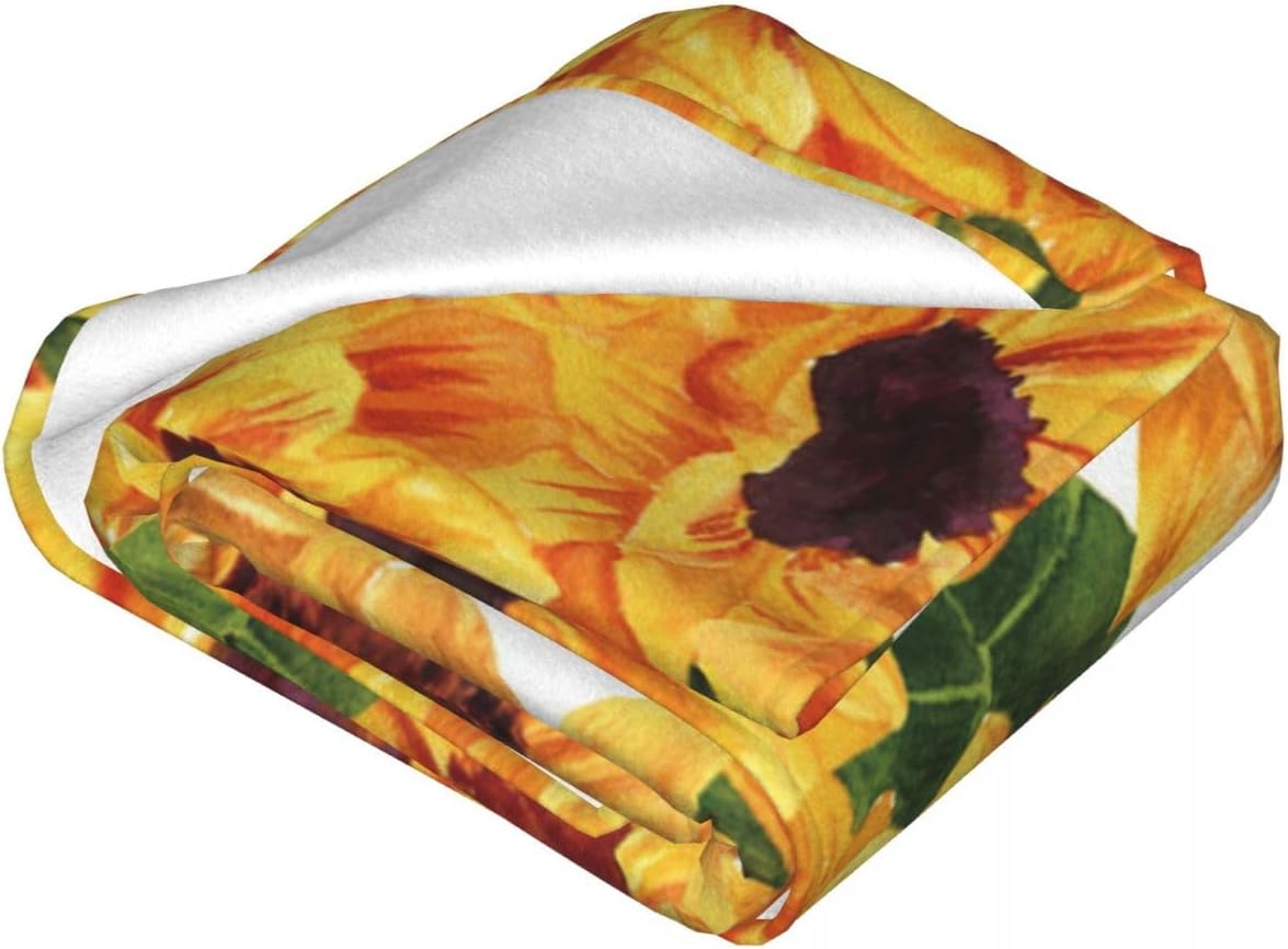 Watercolor Sunflowers Blanket Soft and Warm Decorative Throw Blankets for Home Decor Tapestry Bed,40"X50" Style10