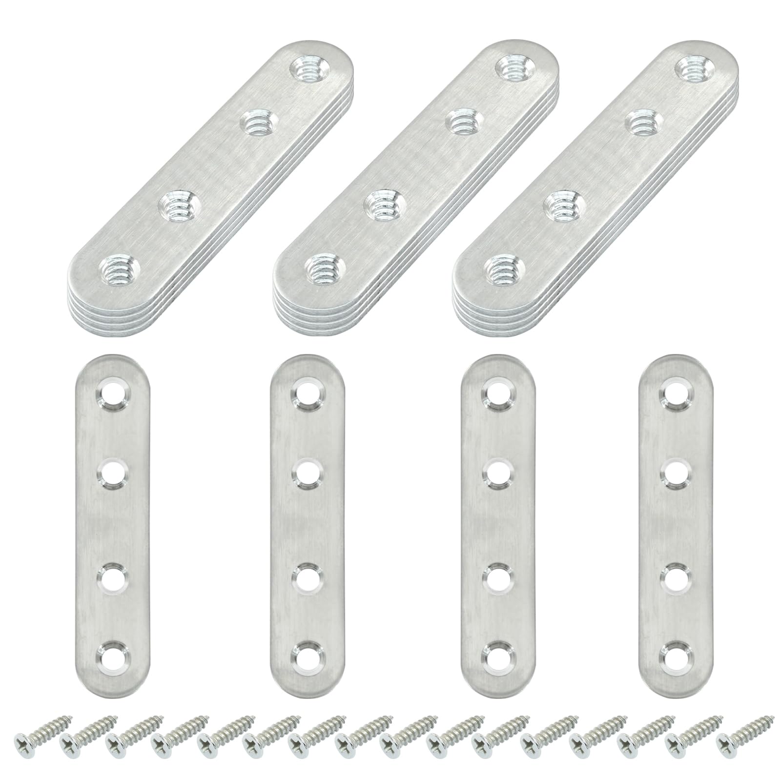 16 Pack 3 Inch Stainless Steel Flat Plate Straight Bracket