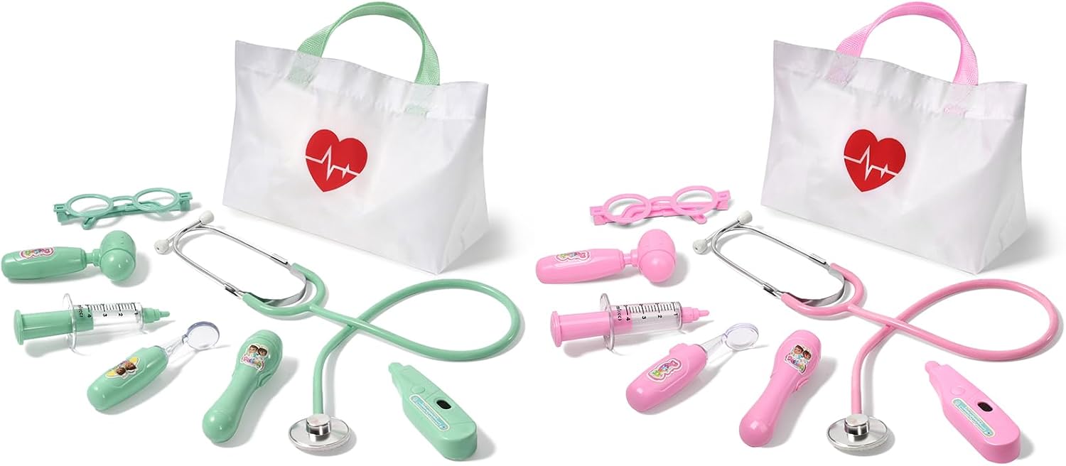 Toys for Toddler Girls Boys Aged 3 4 5 6, Kids Doctor Bag Play Kit Green & Pink