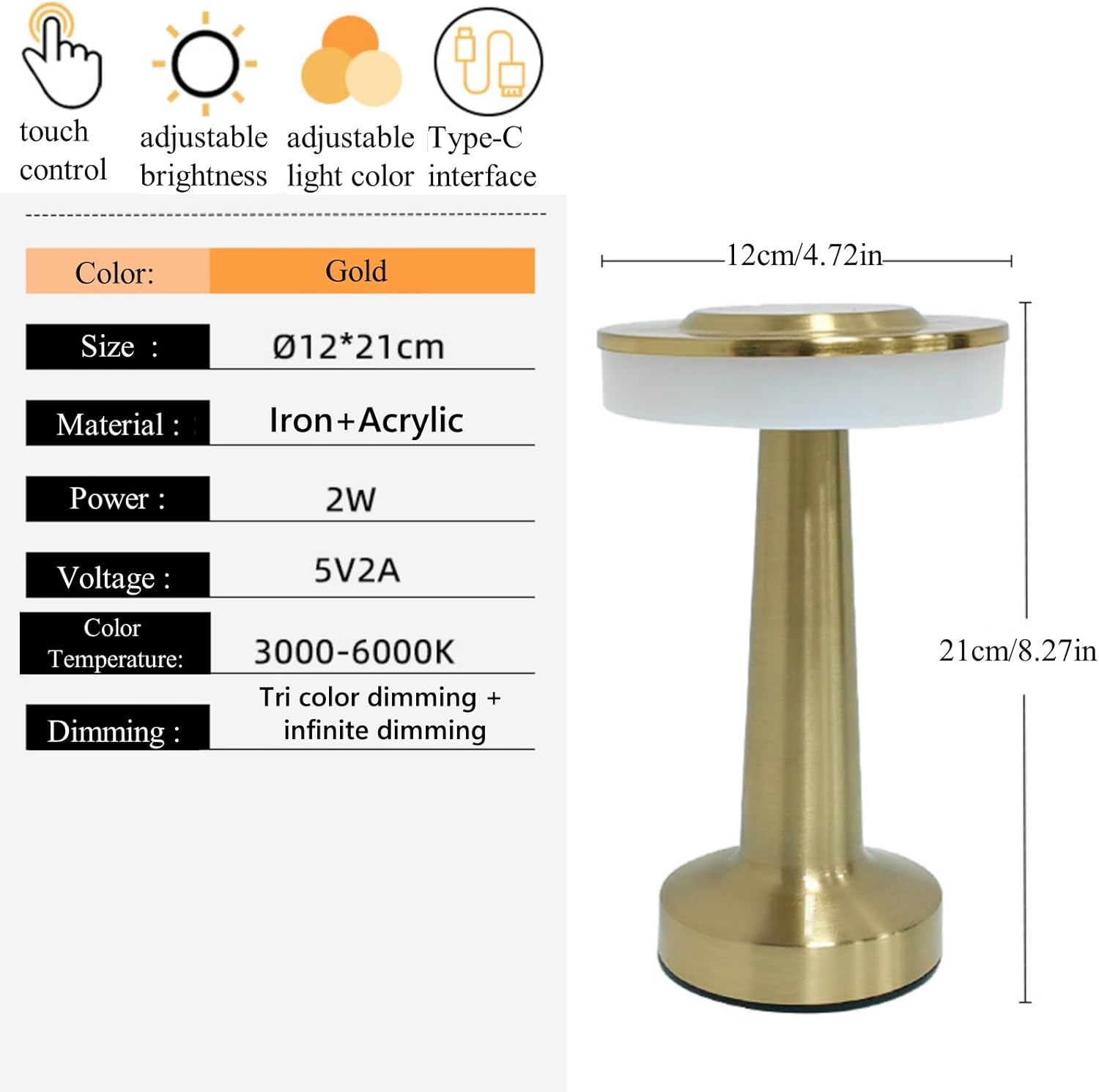 4 Pcs Portable Cordless Table Lamp with Touch Sensor Portable LED Desk Lamp 3 Color Stepless Dimming Rechargeable Battery Night Light for Kids Nursery, Nightstand Lamp, Bedside Lamp