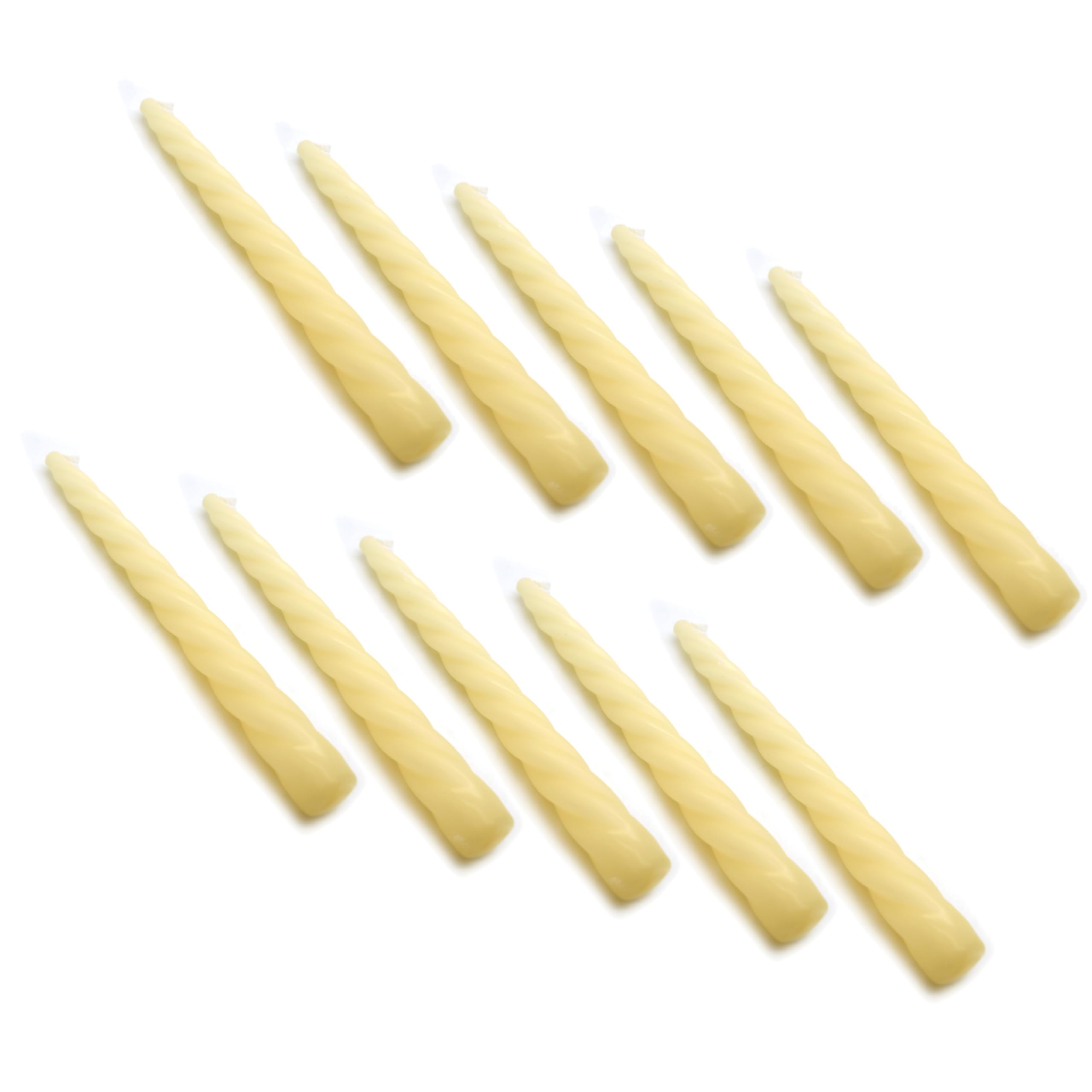 Soladirect Ivory Tapered Dinner Candles, Table Spiral Candles, Pack Of 10, Decorative Household Candles, Unscented, Natural Vegan Wax, Clean Burn, 7 Hours Burning Time, 23 Cm / 9" Long (Ivory)