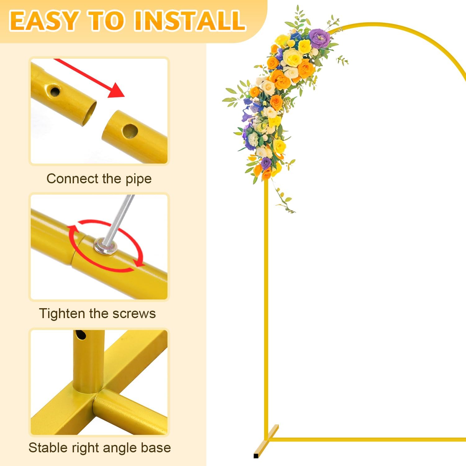 Arch Backdrop Stand and Cover Set Dusty Blue Arch Backdrop Cover Gold Wedding Arched Frame 6&6.6&7.2ft Backdrop Arches Stand with Covers for Party Birthday Banquet Event Decorations