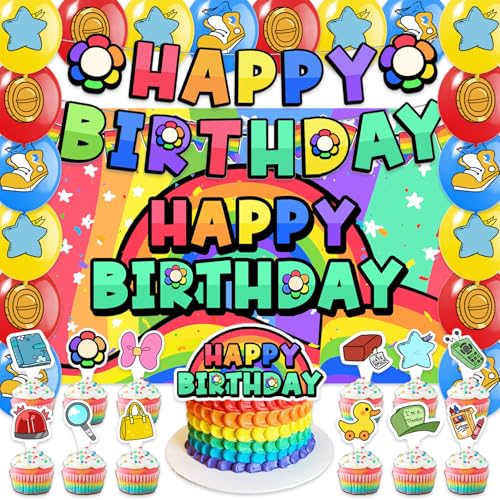 42Pack Dandy Party decoration pack include Banner Cake Toppers BalloonsBlackdrop for Dandy Birthdday Party Decoration