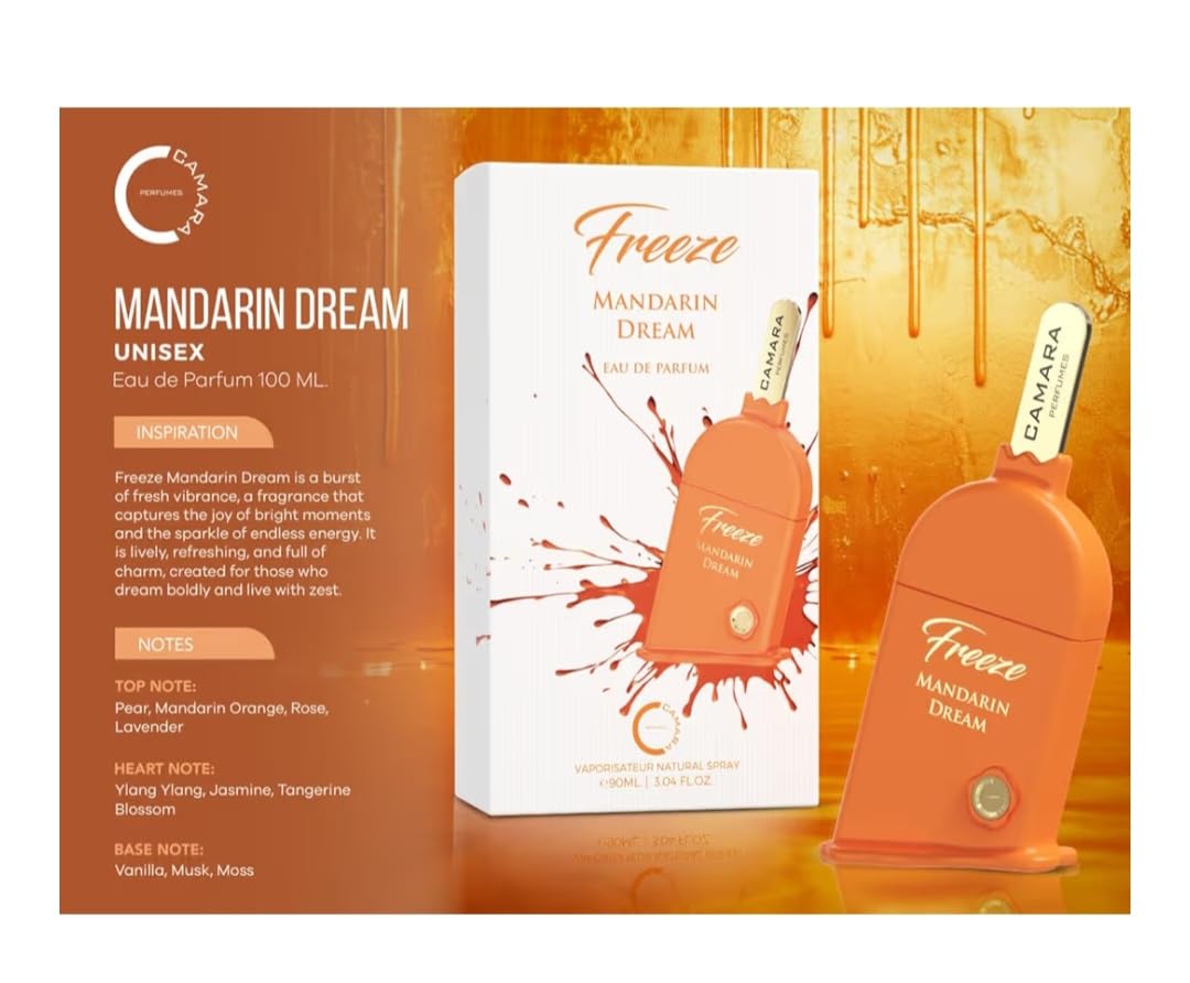 Freeze Mandarin Dream Eau de Parfum, fragancia unisex, 3.4 onzas líquidas, spray natural fabricado en los EAU