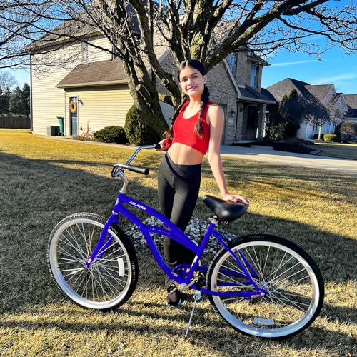 HILAND 26 Inch Womens Beach Cruiser Bike, Single Speed