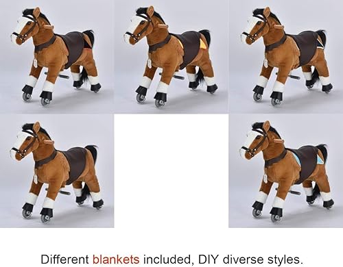 Vista 9 de UFREE Horse Best Birthday Gift for Girls. Ride on Walking Horse Toy, Height 36 inch for Children 4 to 9 Years Old, Amazing Birthday Surprise.(White