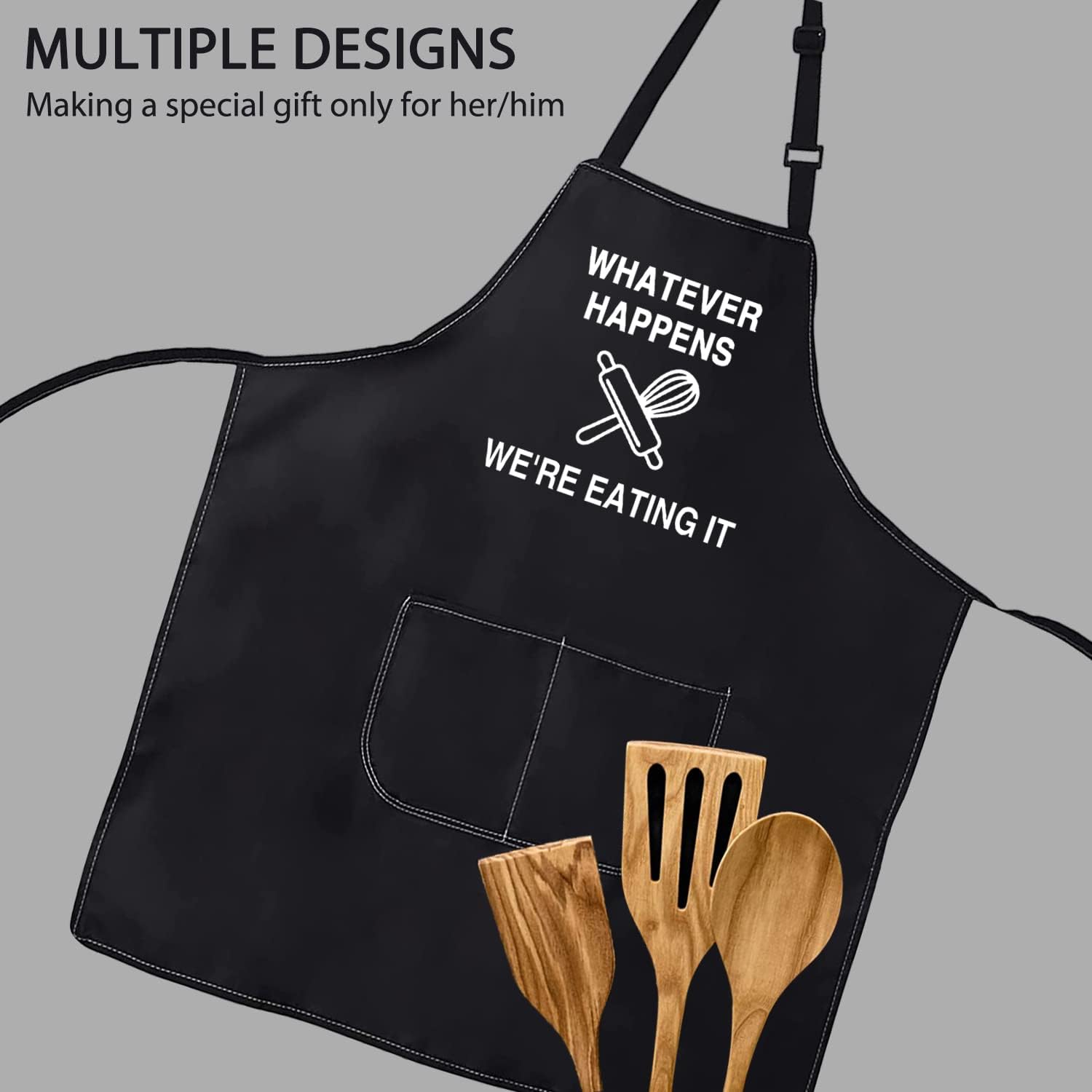 POFULL Funny Baking Apron Whatever Happens We're Eating It Apron Cook Aprons image 3