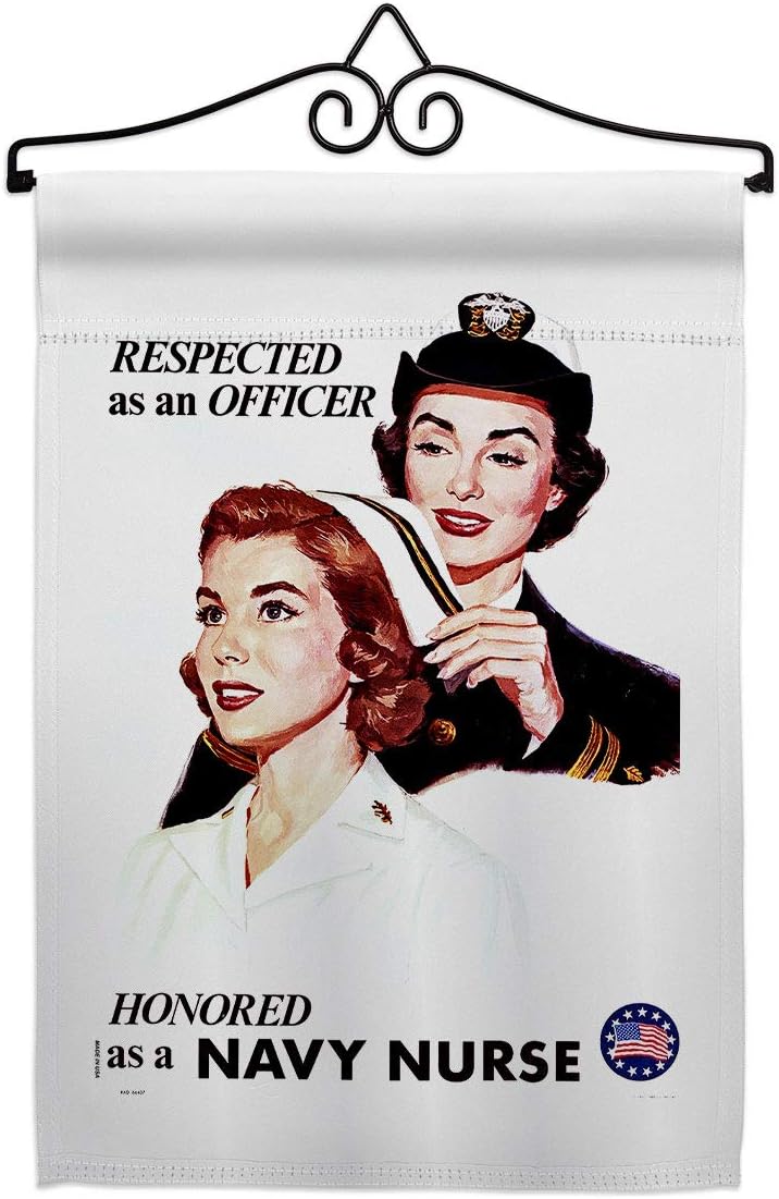 Honor Navy Nurse Garden Flag Set Wall Hanger Armed Forces USN Seabee United State American Military Veteran Retire House Decoration Banner Small Yard Gift Double-Sided, Made in USA