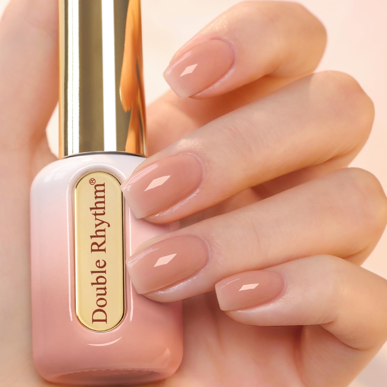 Double Rhythm 0.50 OZ Gel Polish Hema Free Same Color Same Bottle Golden Round Translucent Neutral Natural Milky 15 ML Jelly UV Polish Art DIY at Home