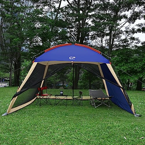 CAMPROS-CP-Screen-House-Room-with-1-Pc-Removal-WindSun-Panel-Canopy-Tent-Camping-Tent-Screen-Shelter-Gazebos-for-Patios-Outdoor-Camping-Activities-12X12X92inH-Blue