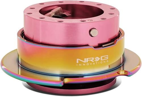Auto Dynasty NRG Innovations SRK-250PK-MC Adaptador de liberación rápida para volante Gen 2.5 Cuerpo rosaAnillo cromado Neo