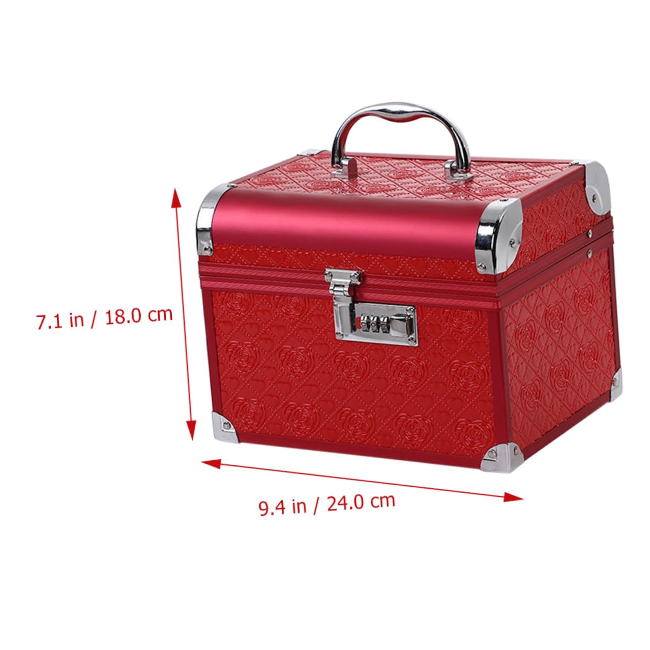Hemobllo Elegante Rote Schmuckaufbewahrungsbox aus Pu Leder und Aluminiumlegierung mit Zahlenschloss Vintage Schmuckkästchen für Hochzeiten und Schreibtisch zur Sicheren Aufbewahrung